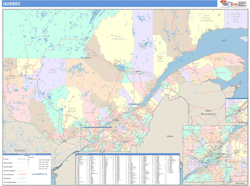 Quebec Province Wall Map Color Cast Style