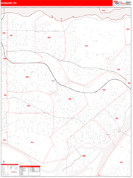 Burnaby Canada City Wall Map Red Line Style