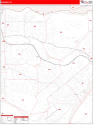 Burnaby Canada City Map Red Line Style