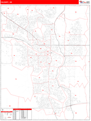 Calgary Canada City Map Red Line Style