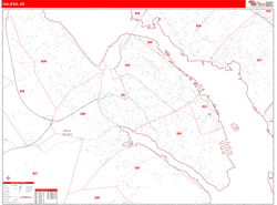 Halifax Canada City Wall Map Red Line Style