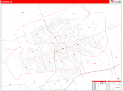 London Canada City Map Red Line Style