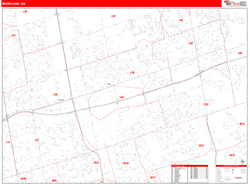 Markham Canada City Wall Map Red Line Style