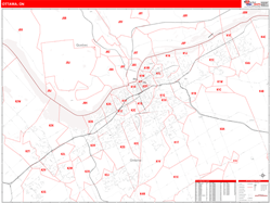 Ottawa Canada City Map Red Line Style