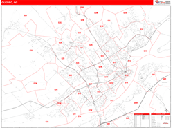 Quebec City Canada City Wall Map Red Line Style