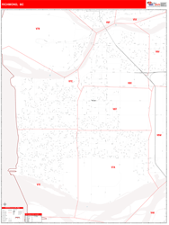 Richmond Canada City Wall Map Red Line Style