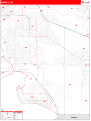 Surrey Canada City Map Red Line Style