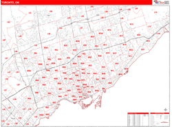 Toronto Canada City Wall Map Red Line Style
