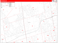 Vaughan Canada City Map Red Line Style