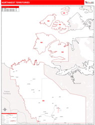 Northwest Territories Province Wall Map Red Line Style