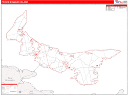 Prince Edward Island Province Wall Map Red Line Style