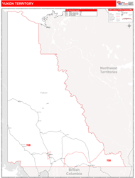 Yukon Territory Province Map Red Line Style
