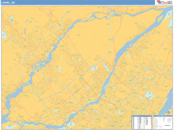 Laval Wall Map