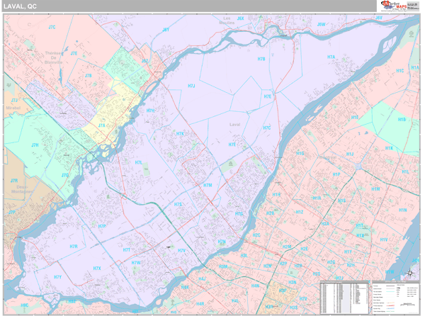 Laval Wall Map