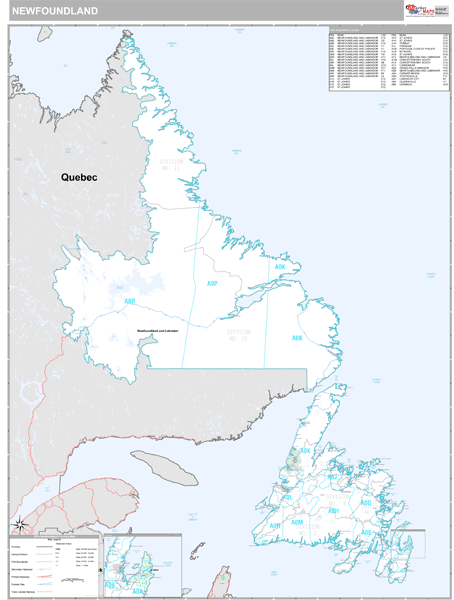 Newfoundland And Labrador Wall Map