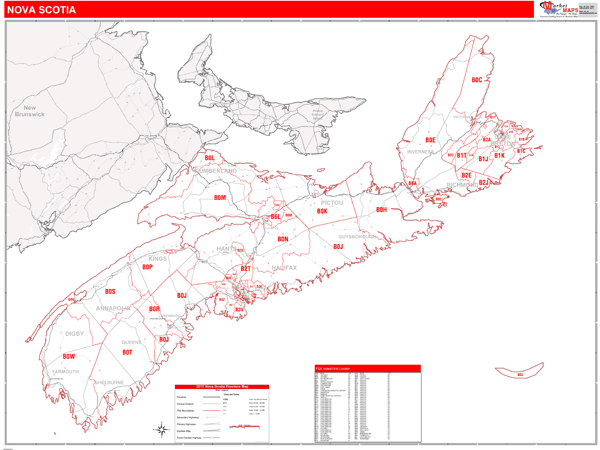 Nova Scotia Wall Map