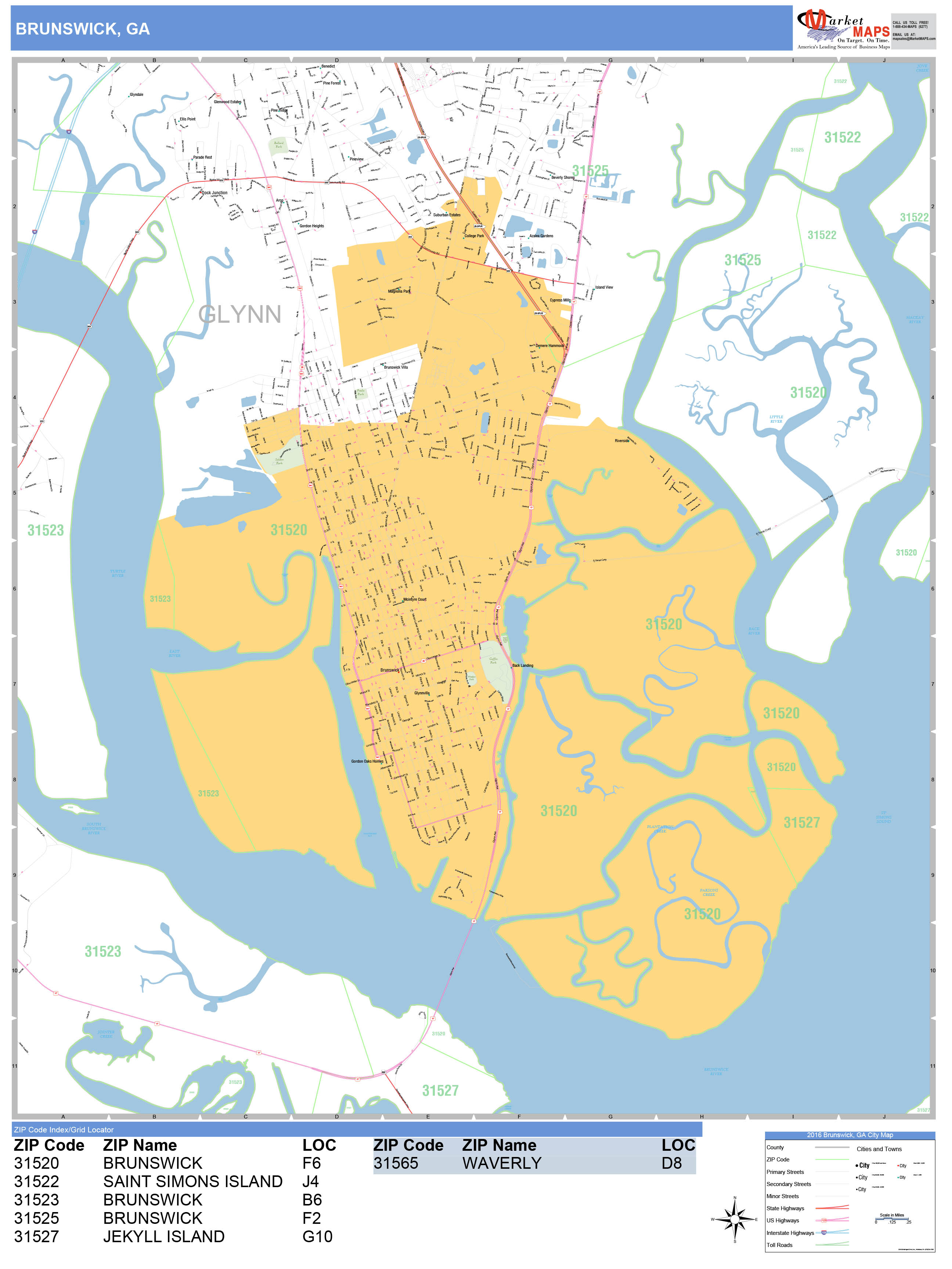 Brunswick Wall Map (Basic Style) by MarketMAPS
