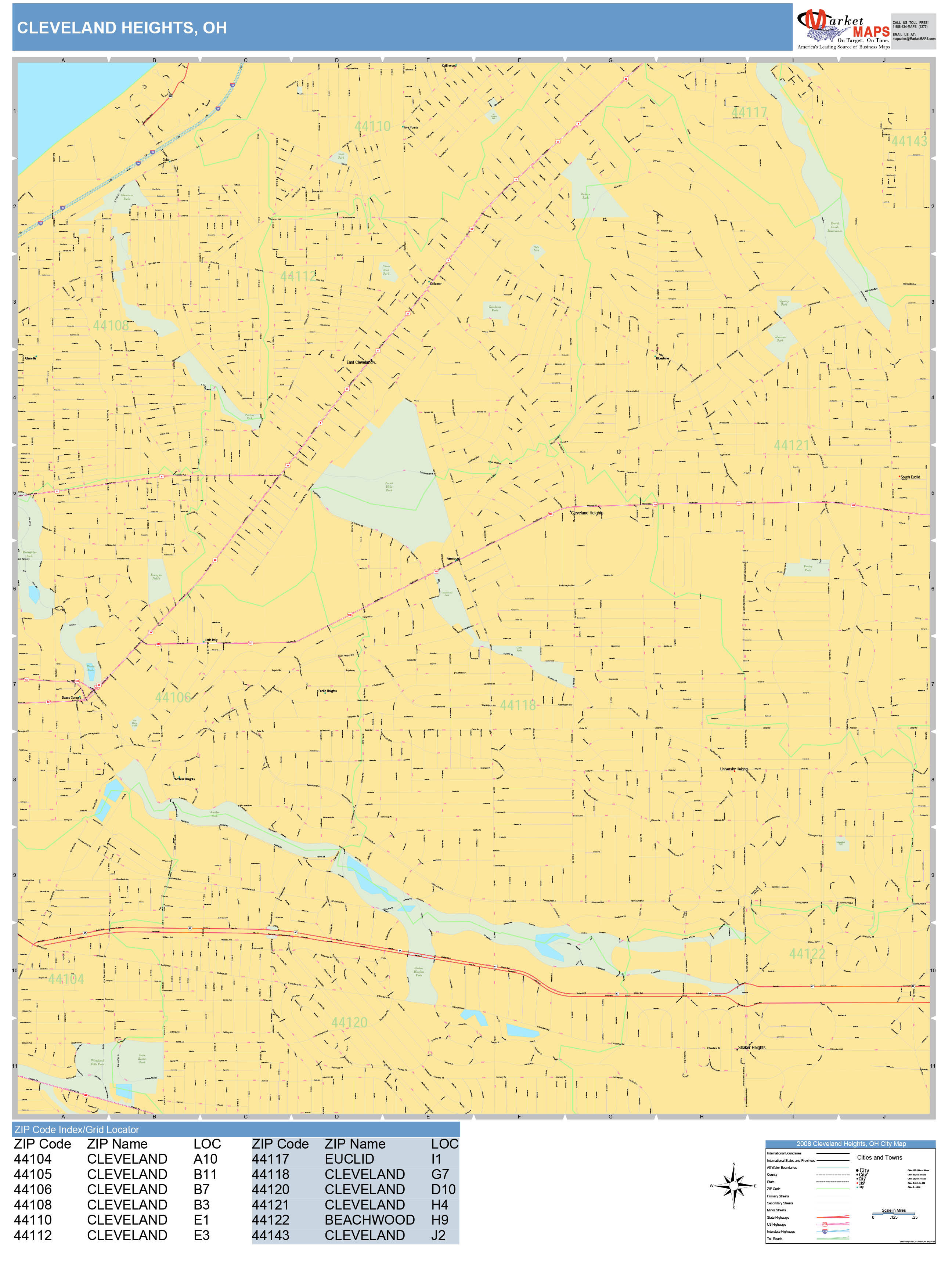 Cleveland Heights Ohio Wall Map (Basic Style) by MarketMAPS - MapSales