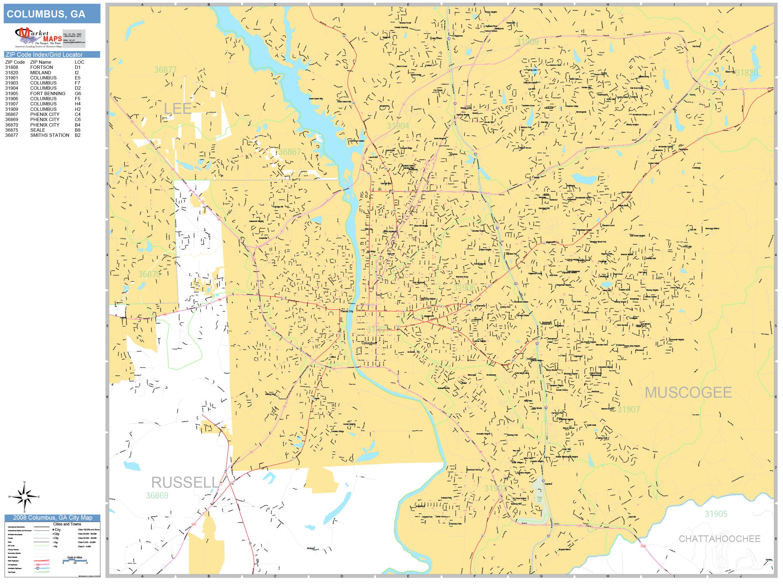 Columbus Wall Map (Basic Style) by MarketMAPS MapSales