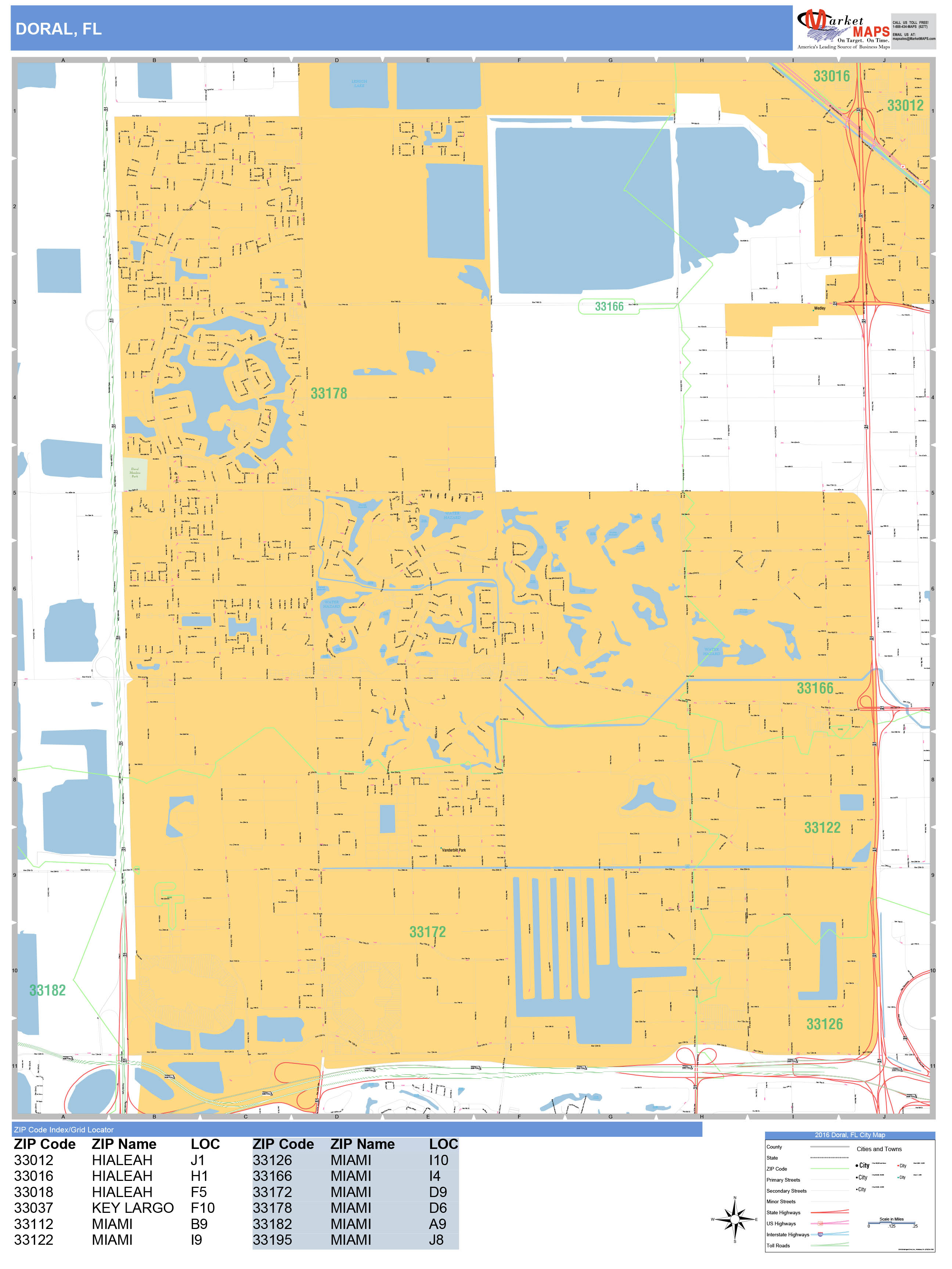 Doral Florida Wall Map (Basic Style) by MarketMAPS - MapSales.com