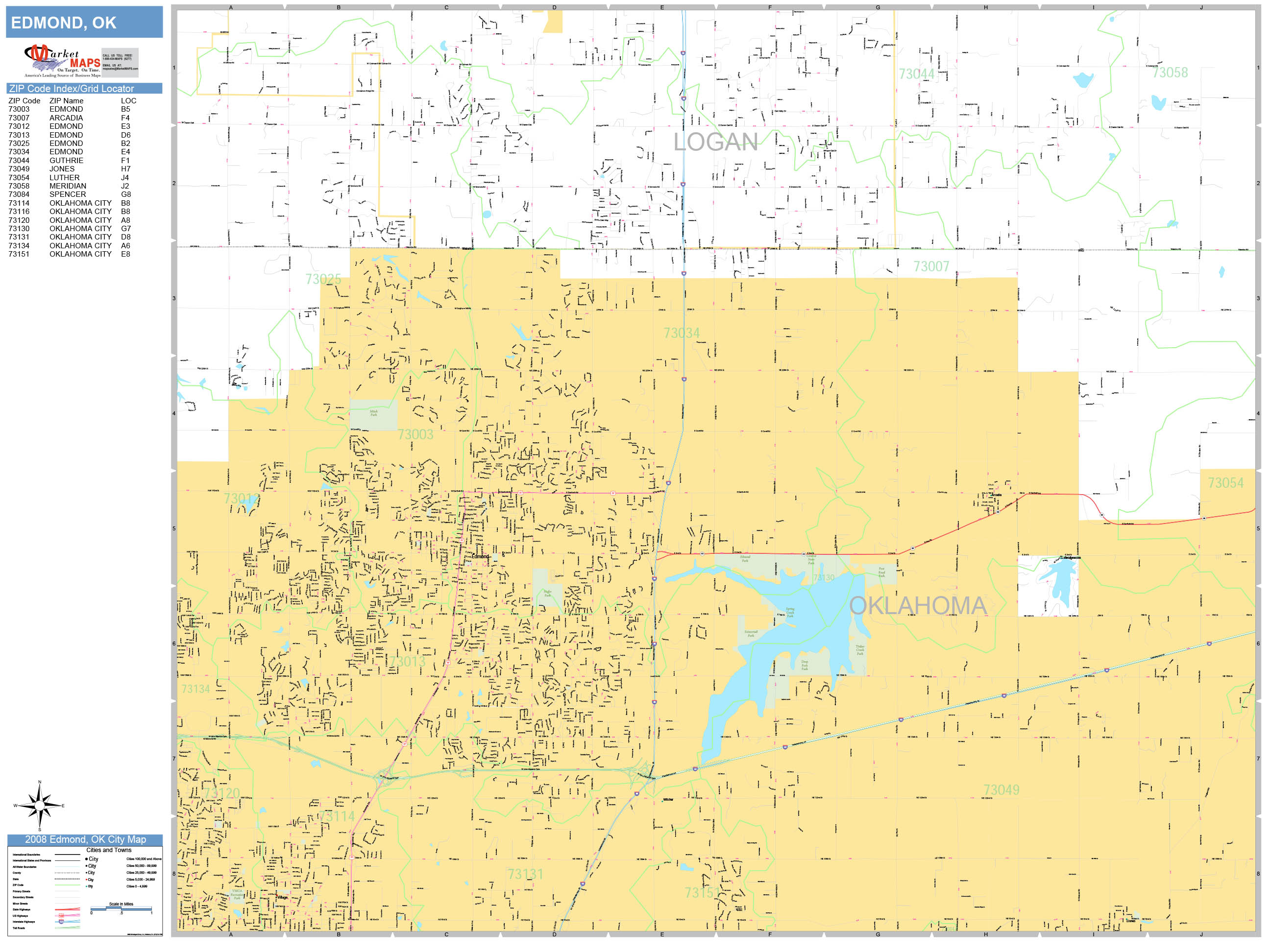 Edmond Oklahoma Wall Map (Basic Style) by MarketMAPS MapSales