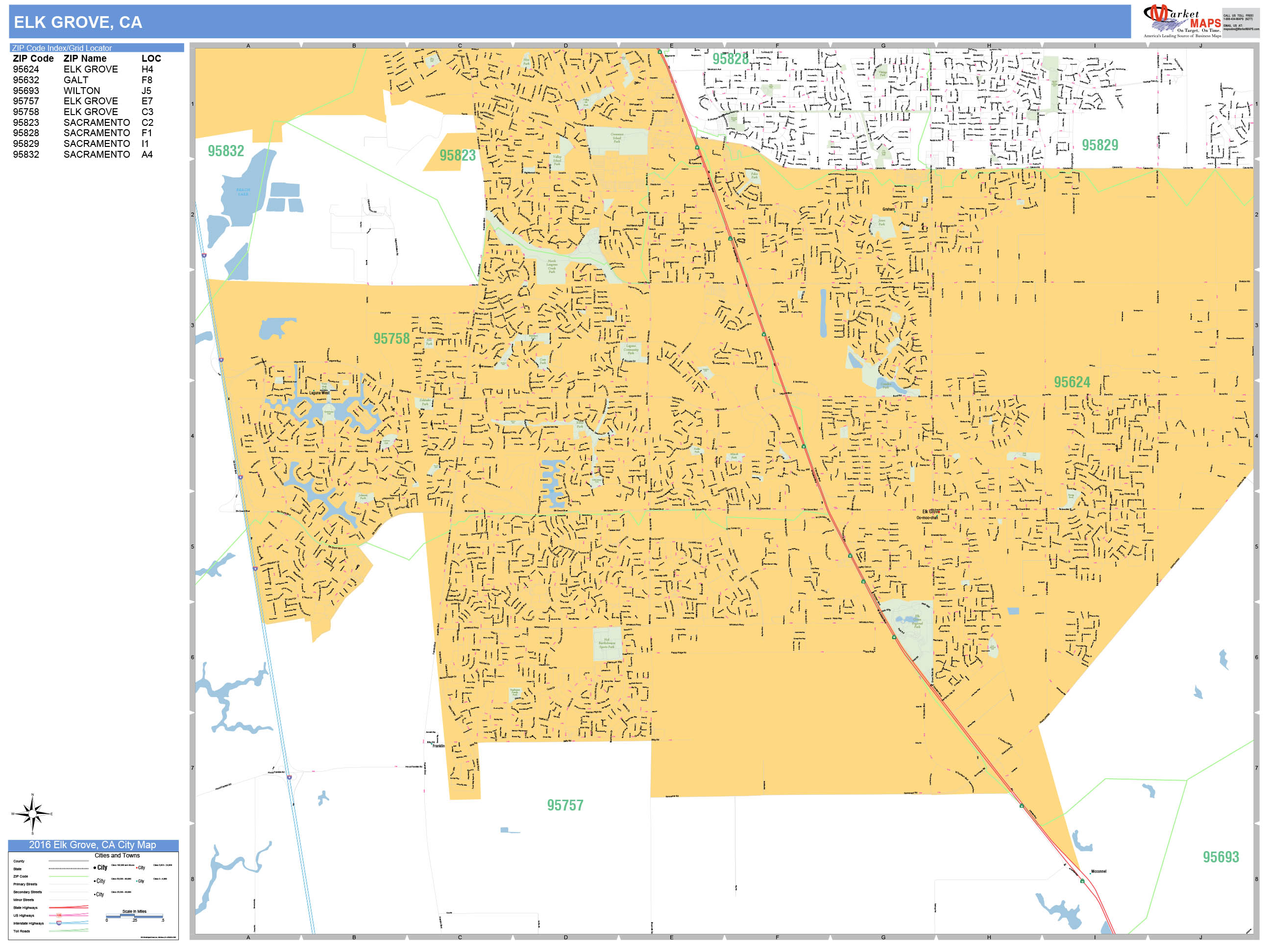 Elk Grove California Wall Map