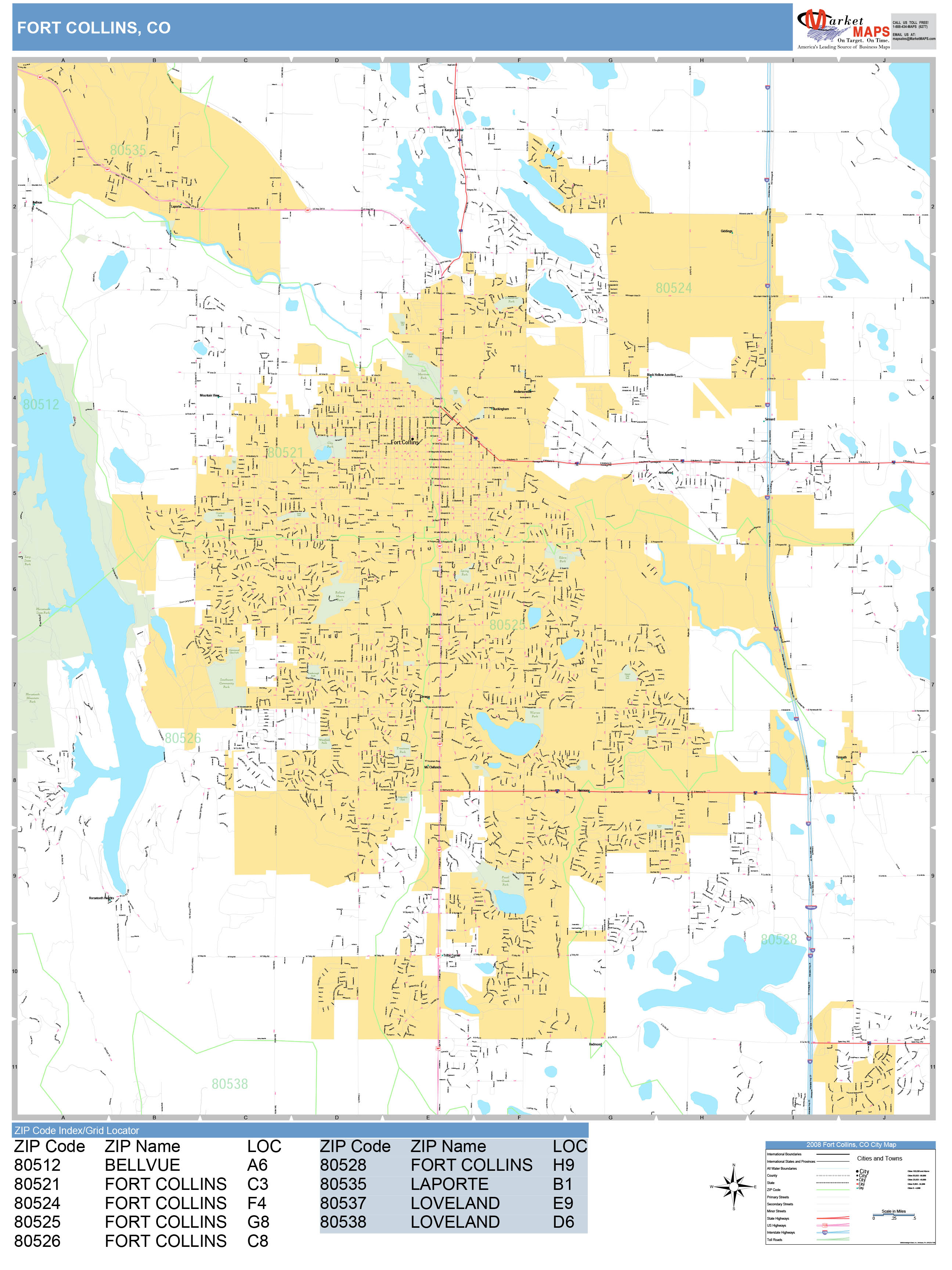 Fort Collins Area Zip Code Map United States Map