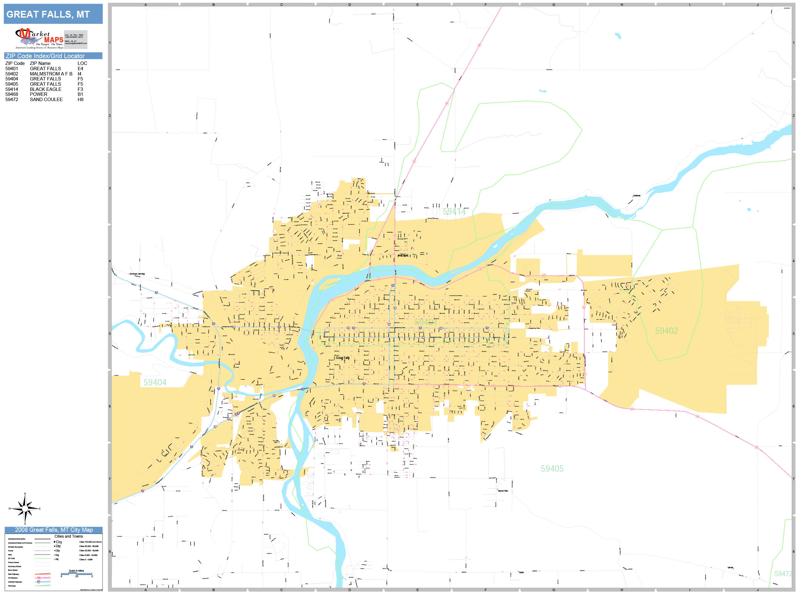Great Falls Montana Wall Map Premium Style By Marketmaps Images and