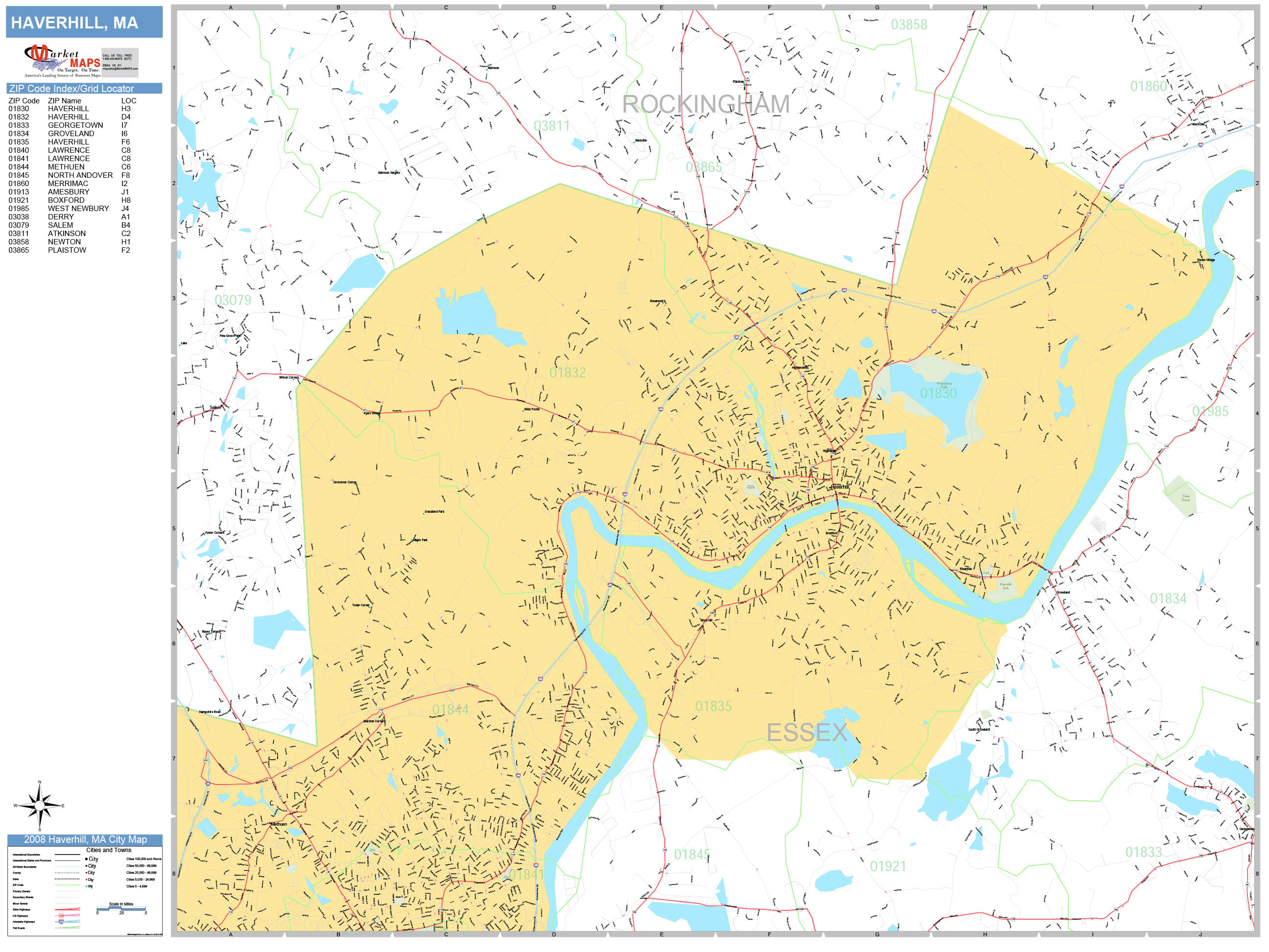 Haverhill Massachusetts Wall Map (Basic Style) by MarketMAPS MapSales