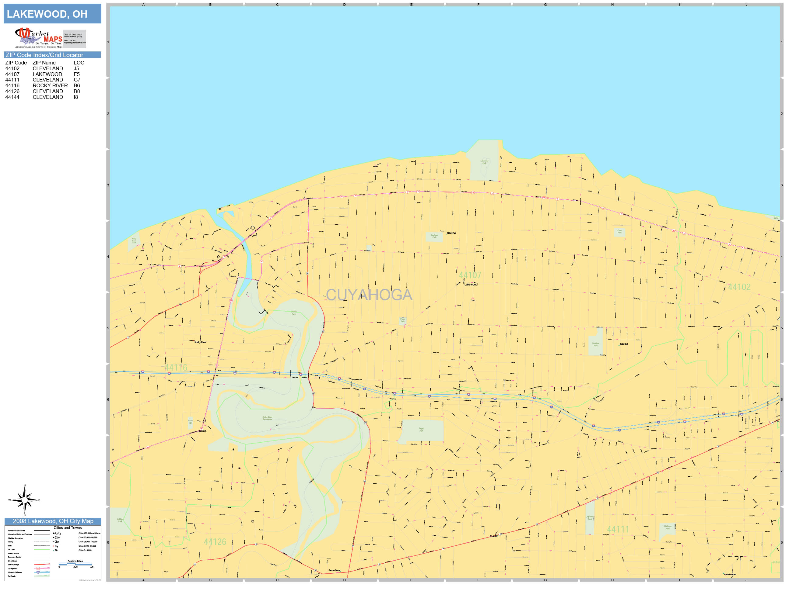 Lakewood Ohio Wall Map (Basic Style) by MarketMAPS MapSales