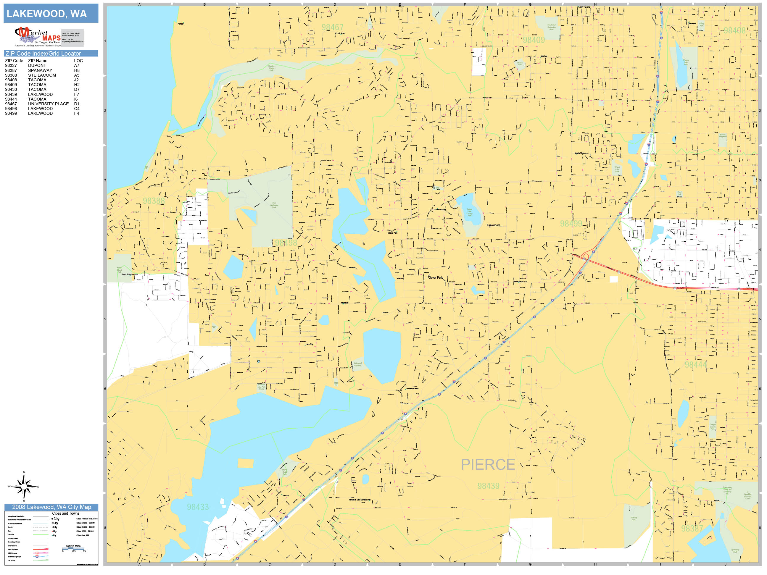 Lakewood Washington Wall Map (Basic Style) by MarketMAPS MapSales