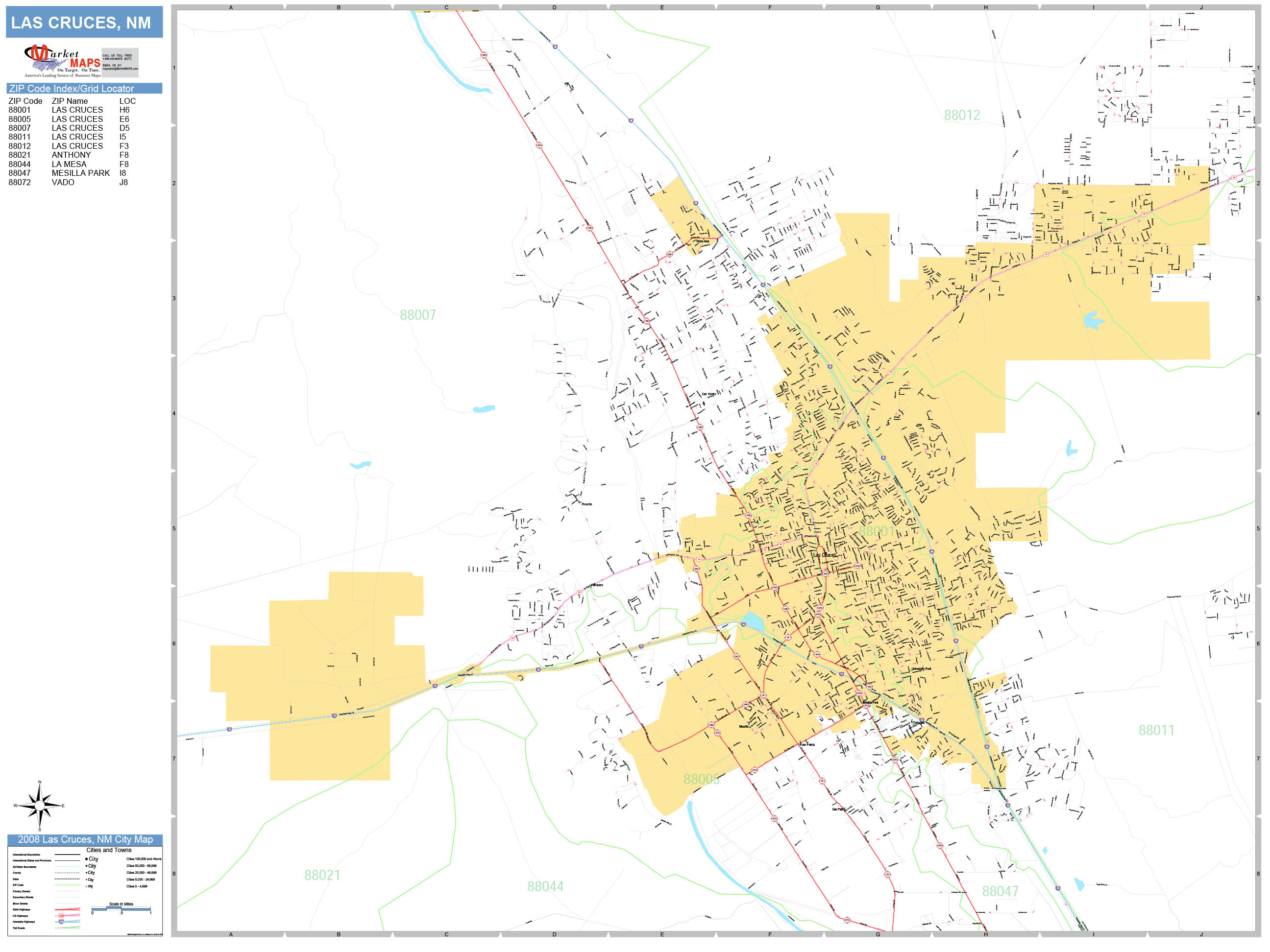 Las Cruces New Mexico Zip Code Map