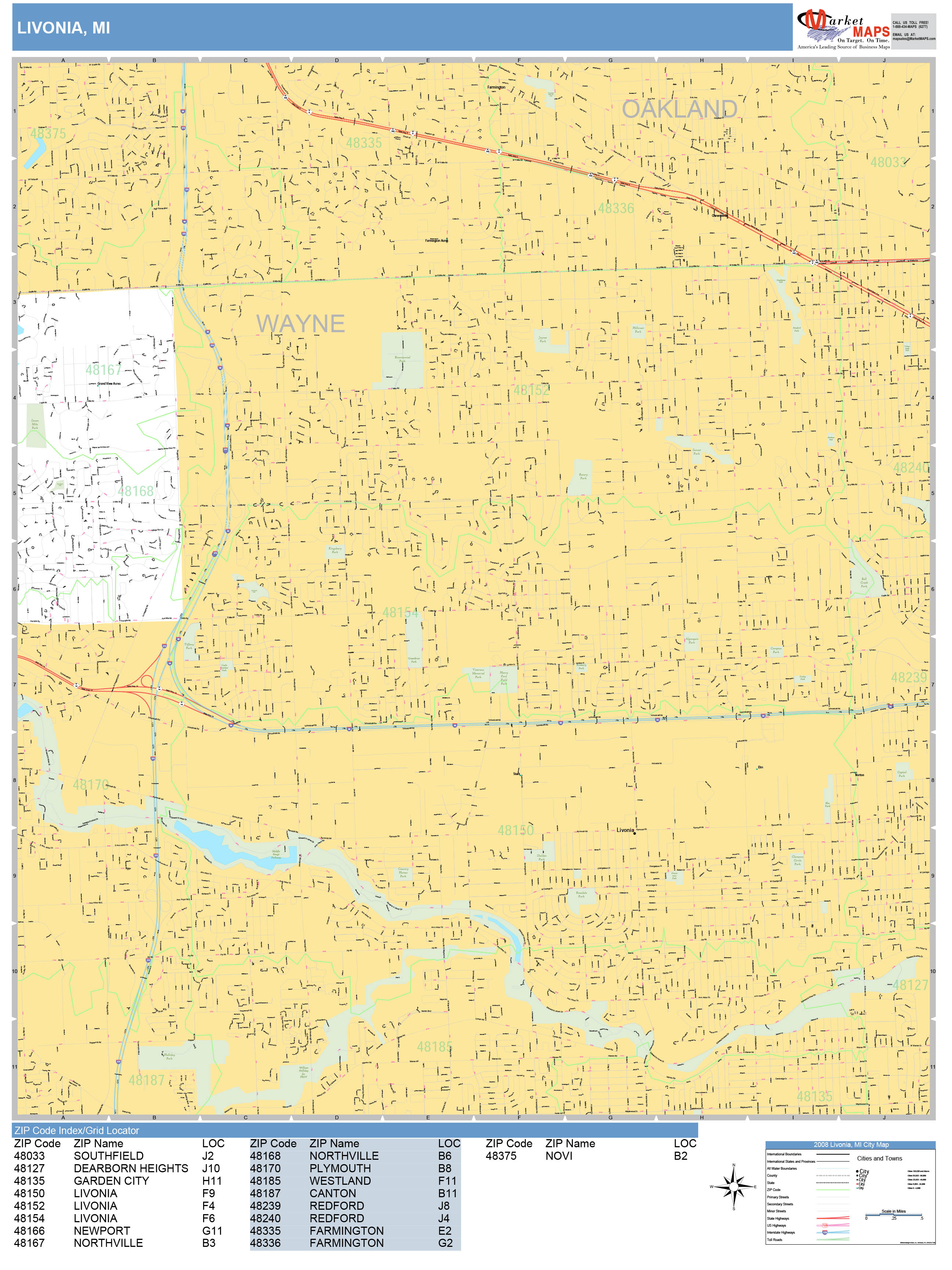 Livonia Zip Code Map