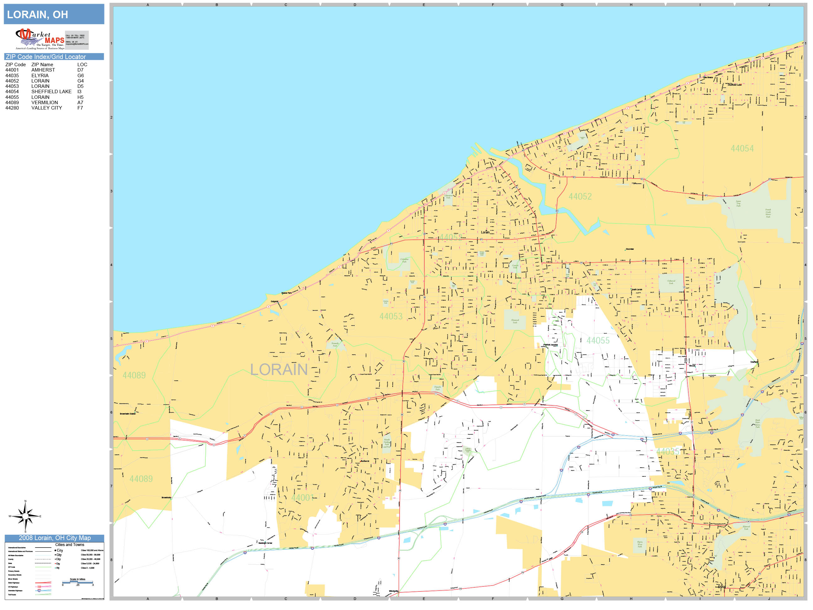 Lorain Ohio Wall Map (Basic Style) by MarketMAPS MapSales