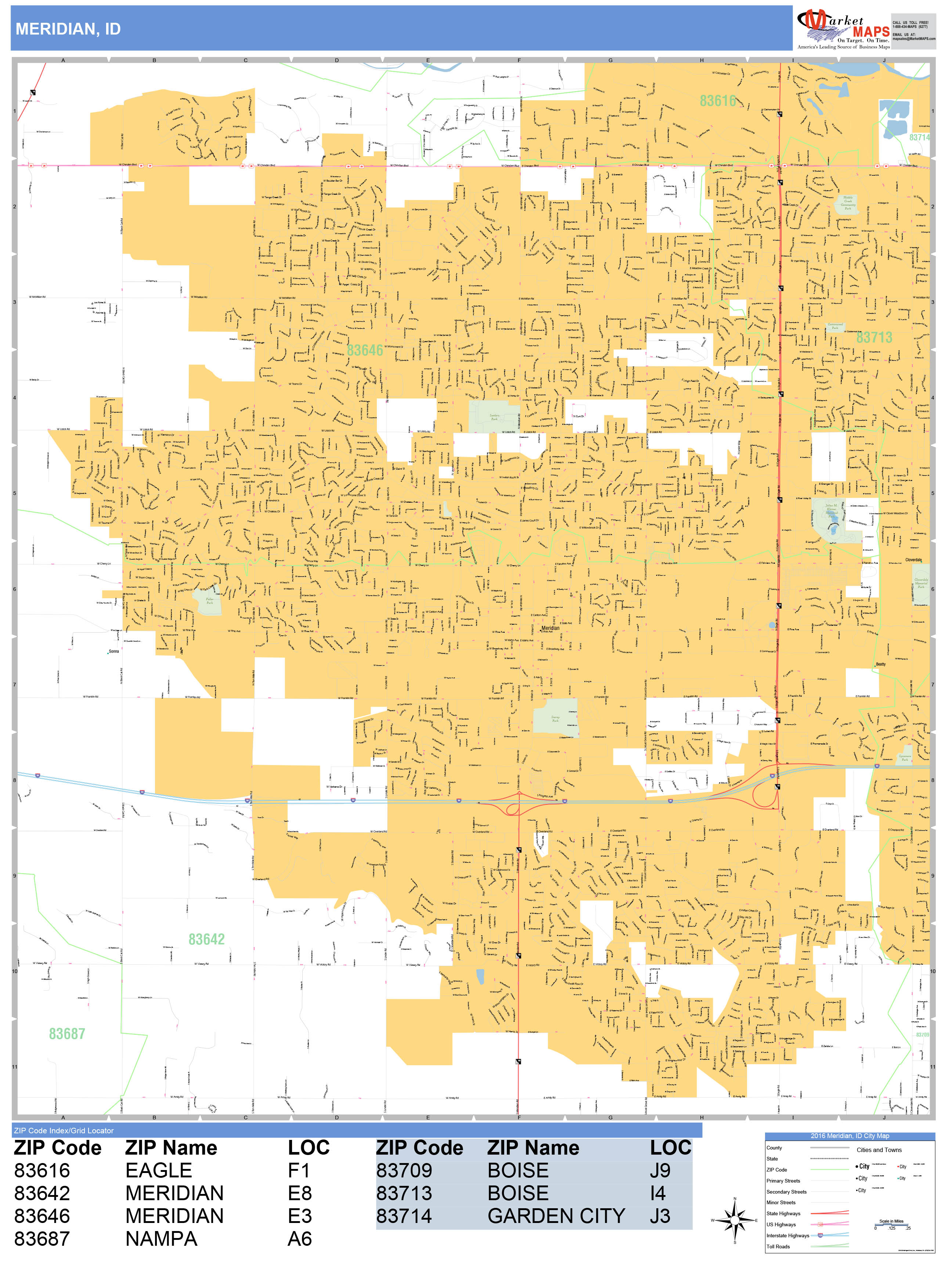 Meridian Idaho Wall Map (Basic Style) by MarketMAPS - MapSales