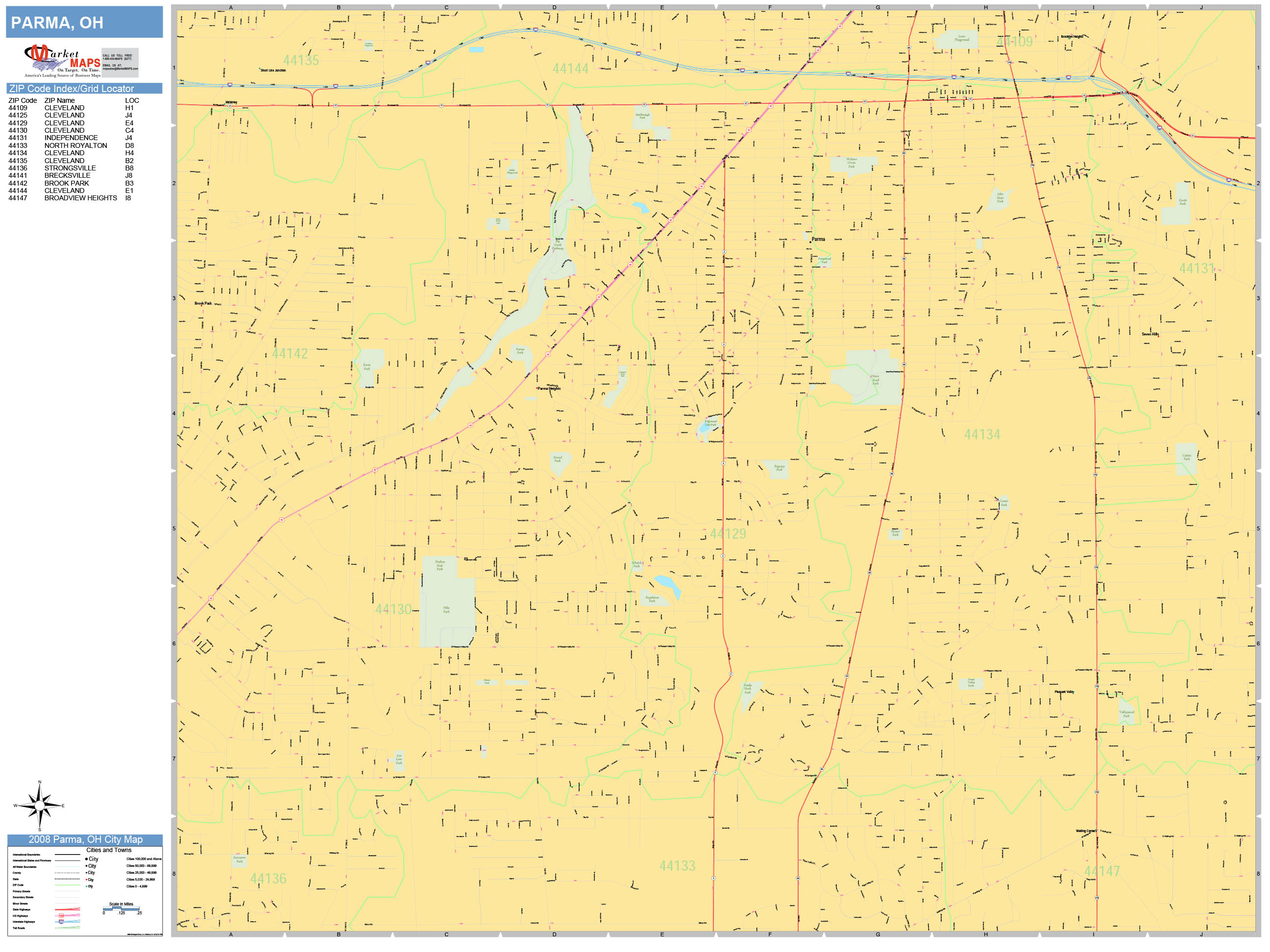Parma Ohio Wall Map (Basic Style) by MarketMAPS MapSales