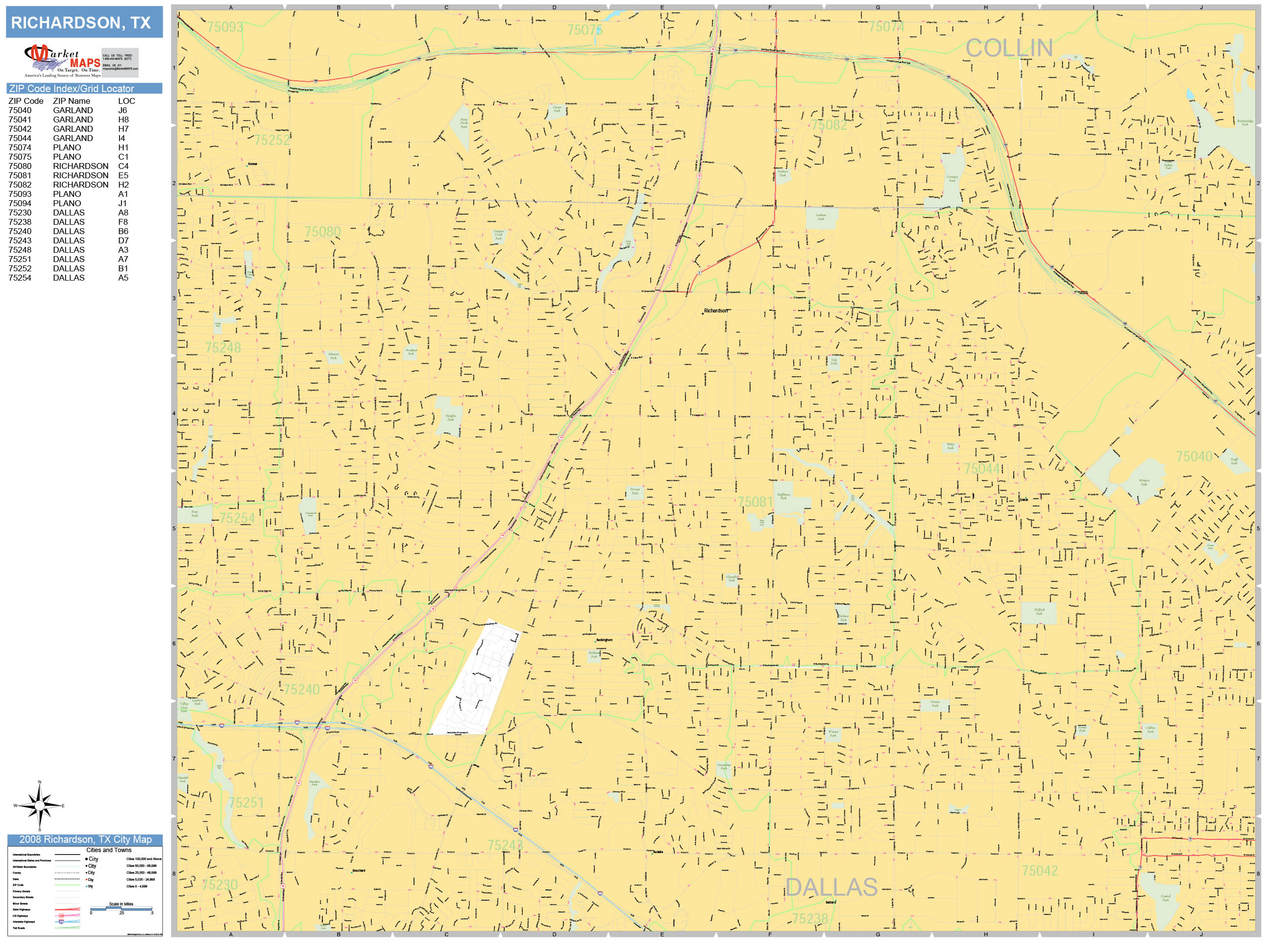 Richardson Texas Zip Code Map