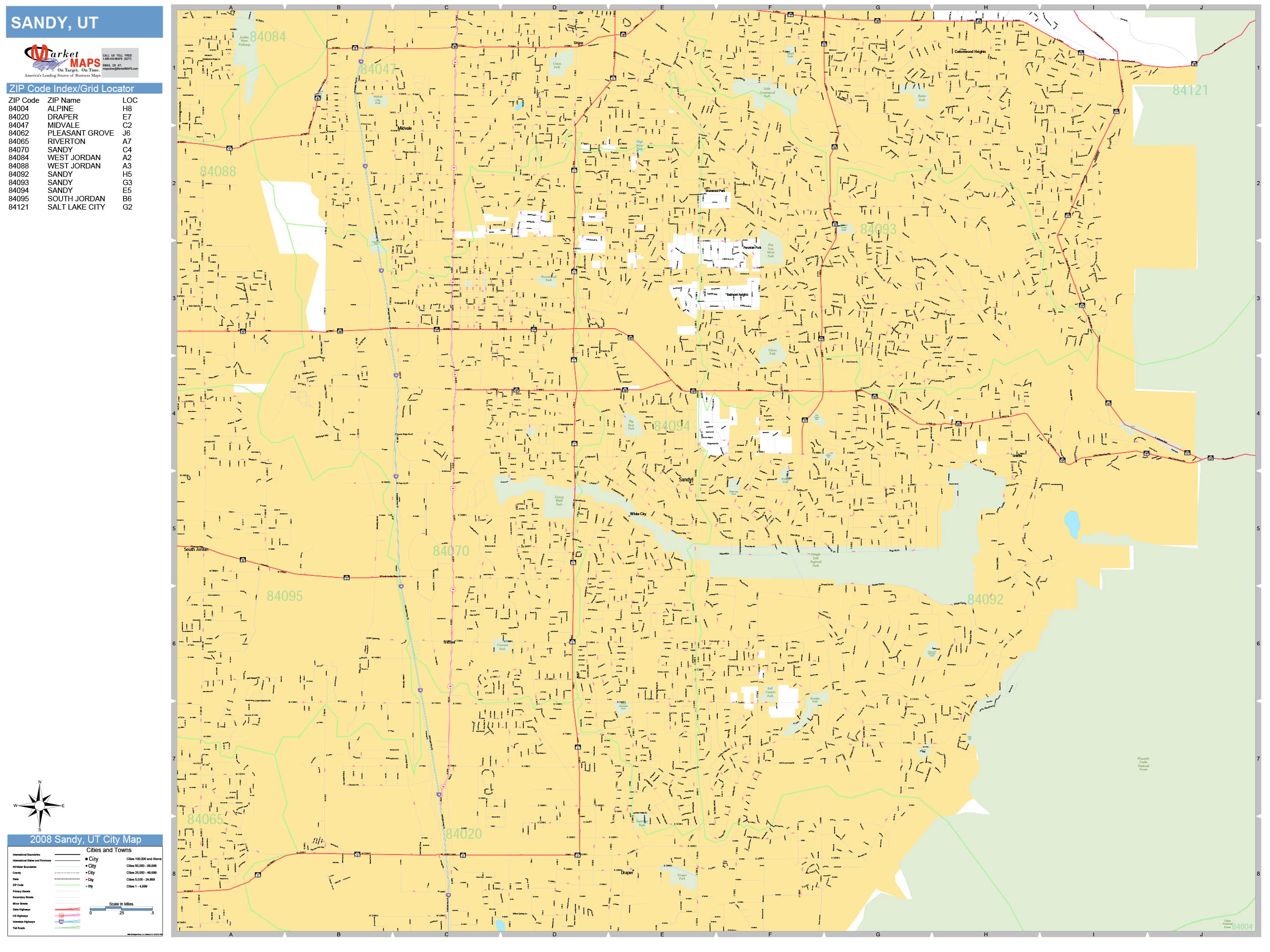 Sandy Utah Wall Map (Basic Style) by MarketMAPS MapSales