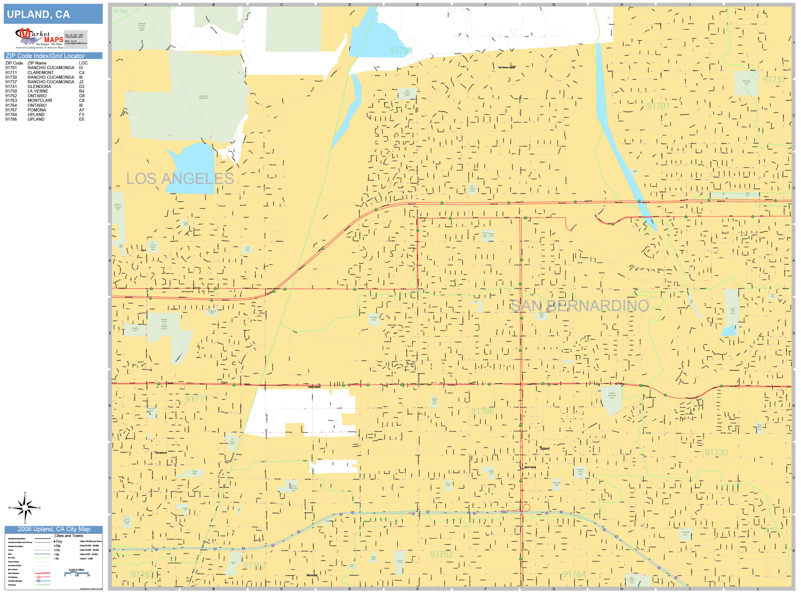 Upland California Wall Map (Basic Style) by MarketMAPS
