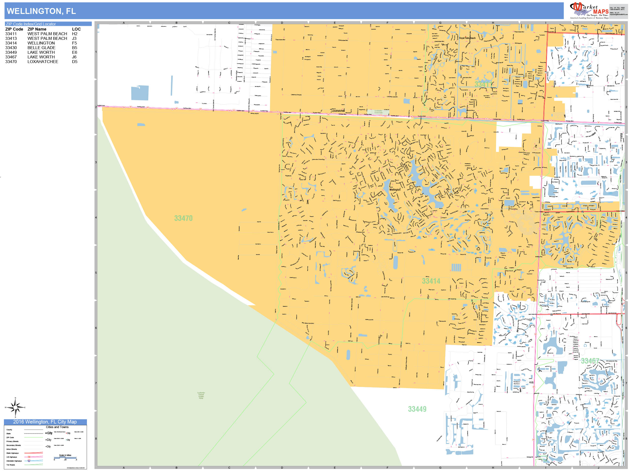 Wellington Florida Wall Map (Basic Style) by MarketMAPS