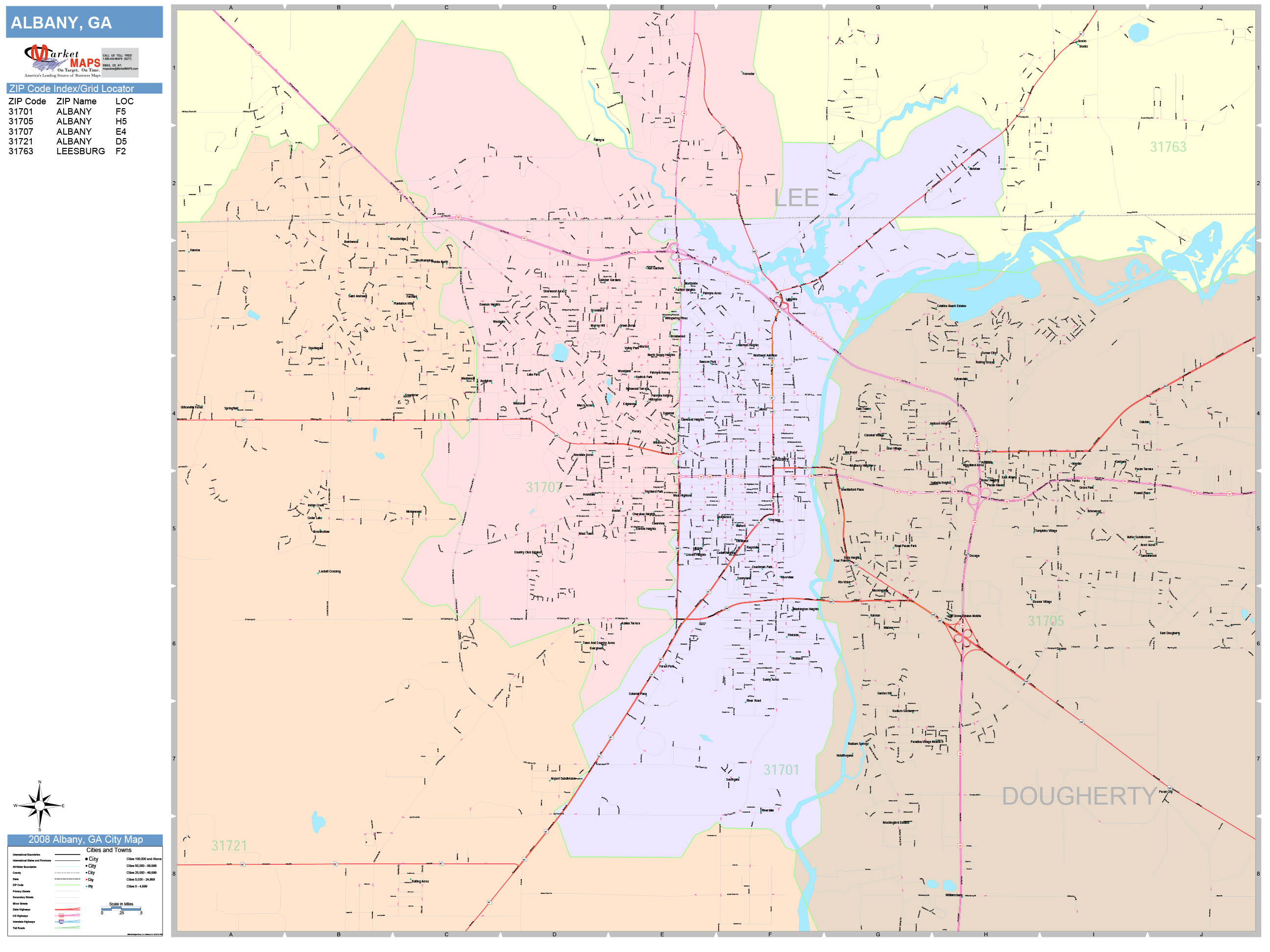 Albany Wall Map (Color Cast Style) by MarketMAPS MapSales
