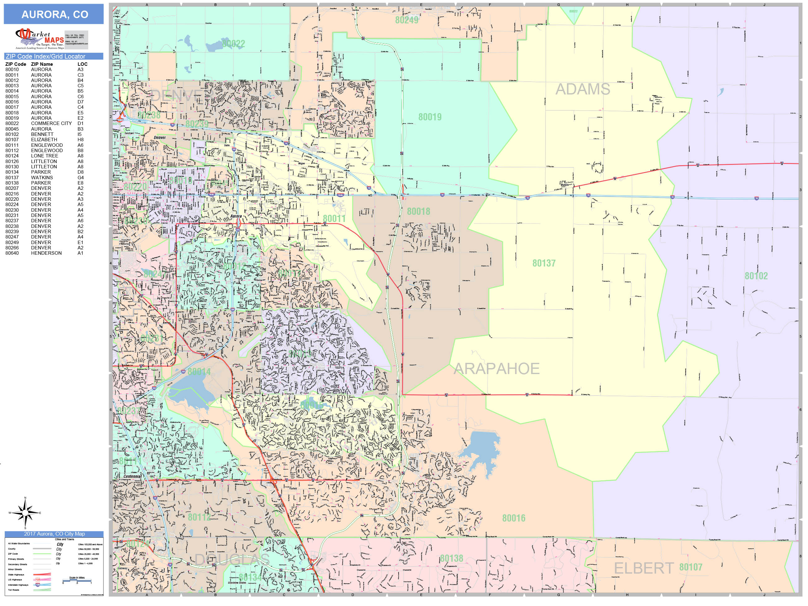 Aurora Zip Code Map - photos and vectors