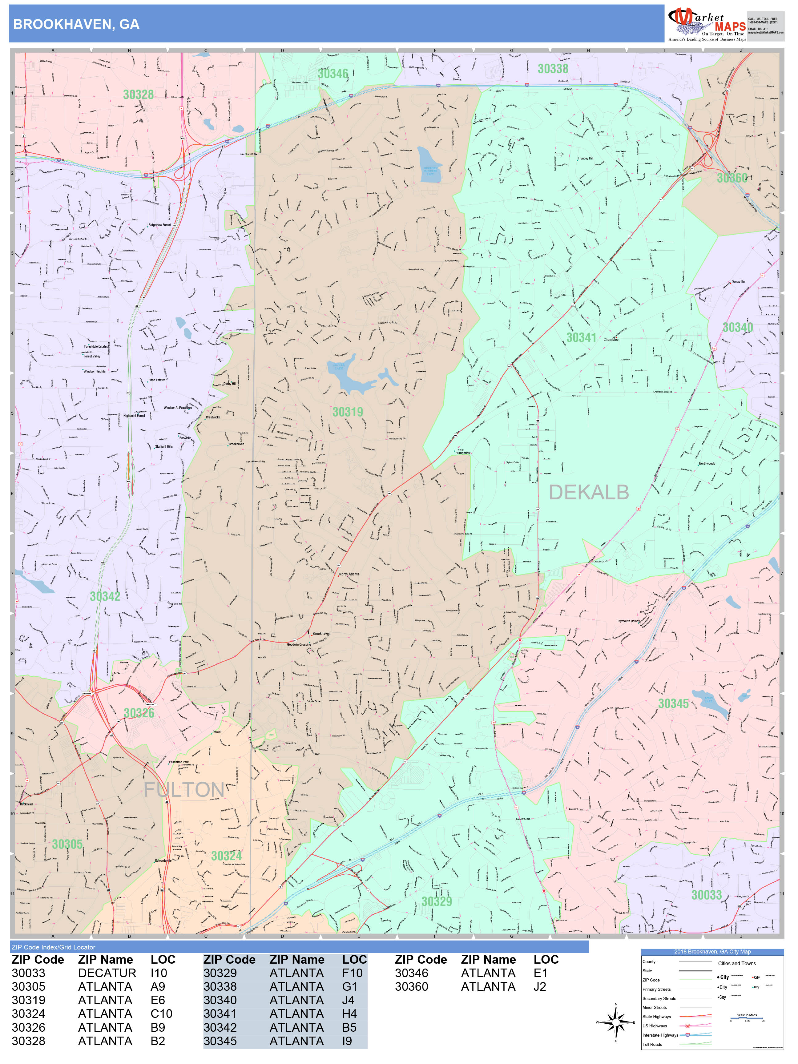 Brookhaven Wall Map (Color Cast Style) by MarketMAPS