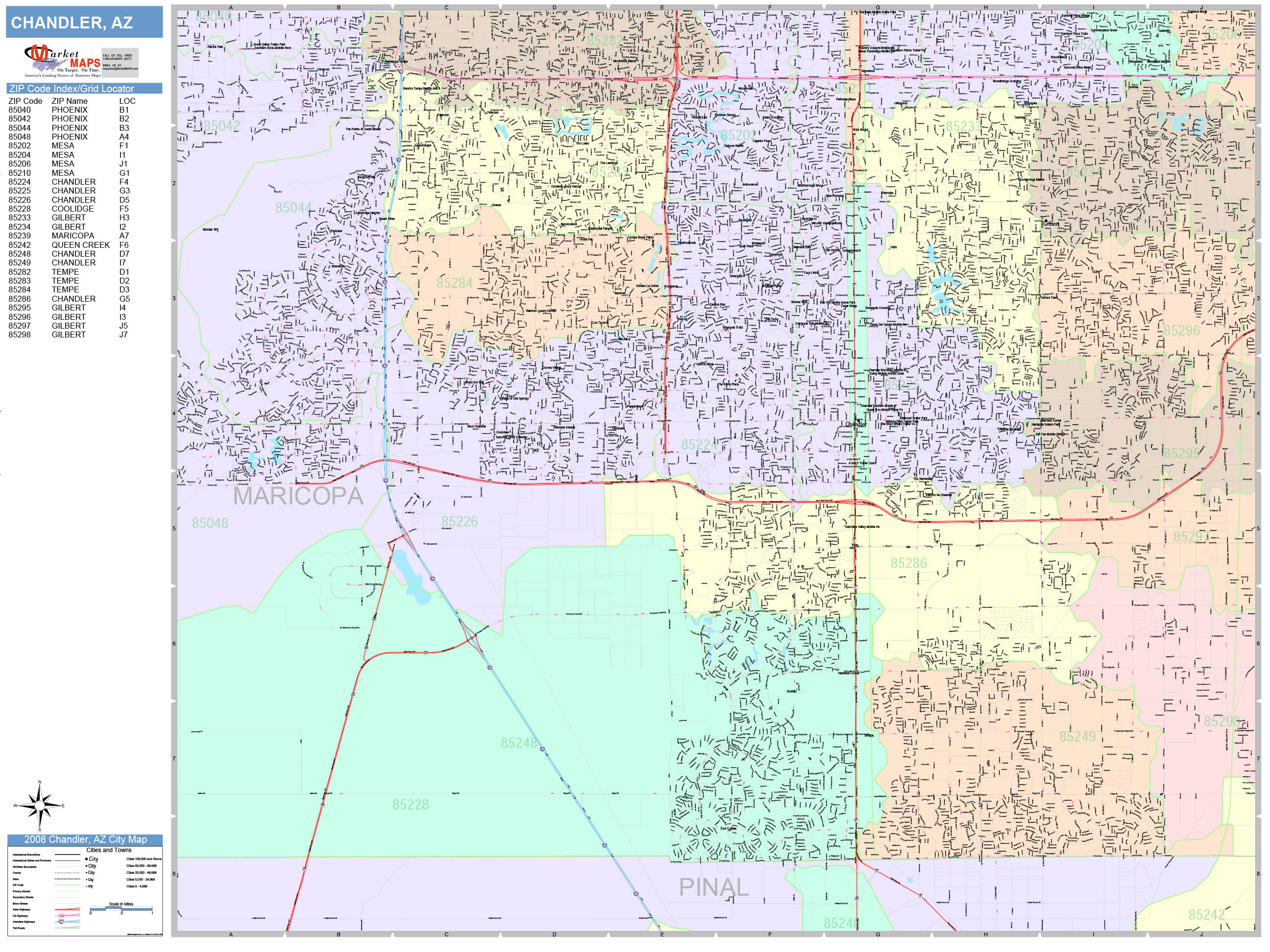 Chandler Arizona Zip Code Map