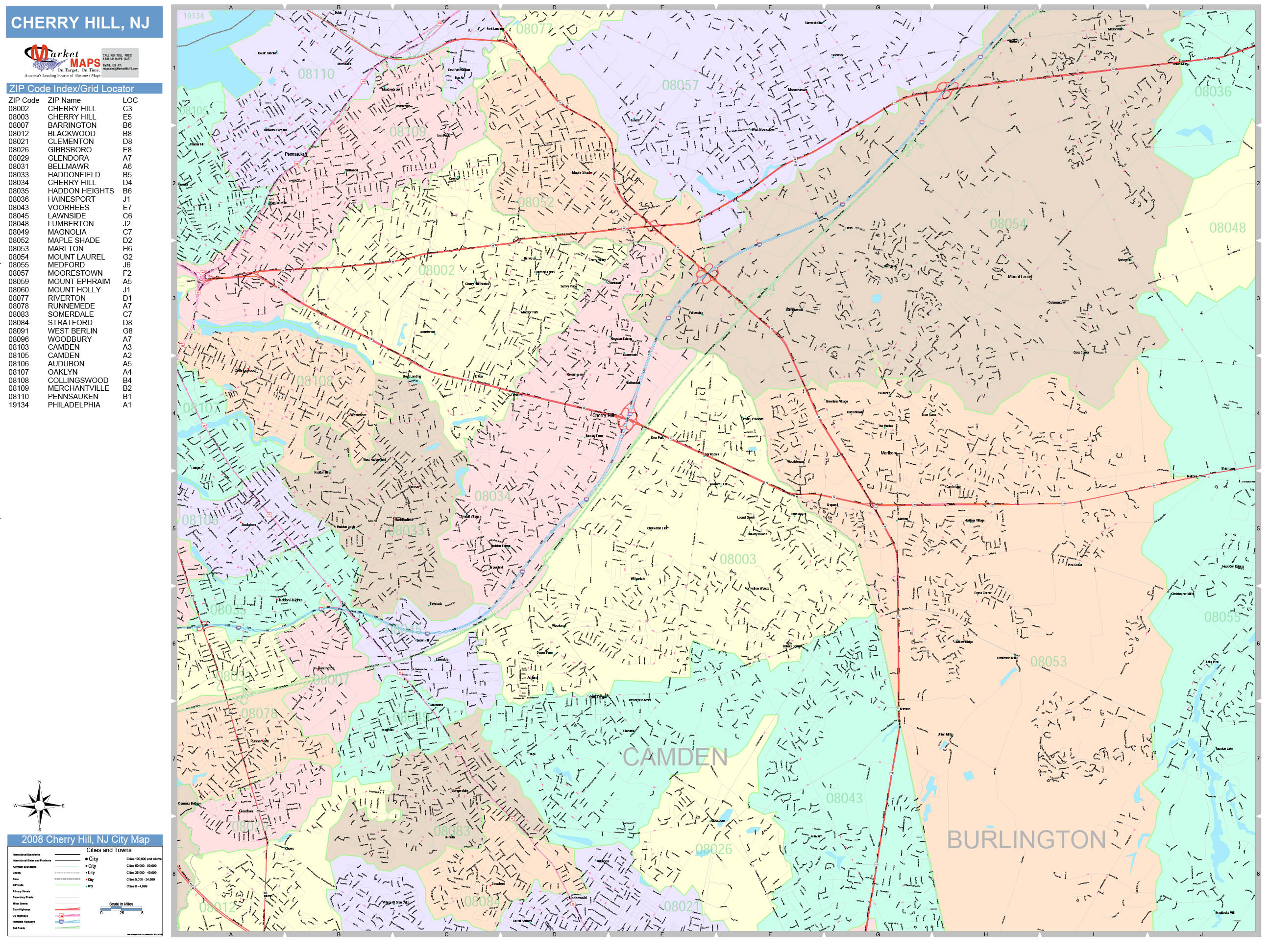 Cherry Hill New Jersey Map - Map (Color Cast)
