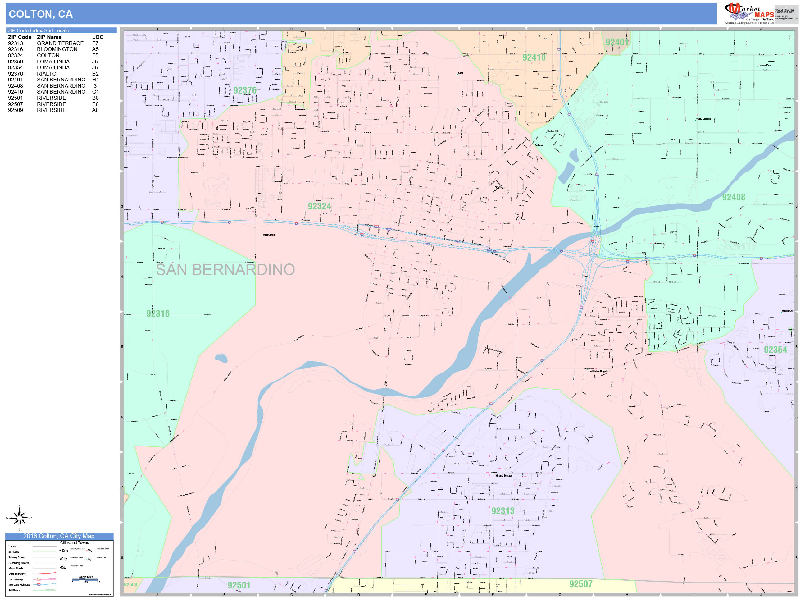 Colton California Wall Map (Color Cast Style) by MarketMAPS