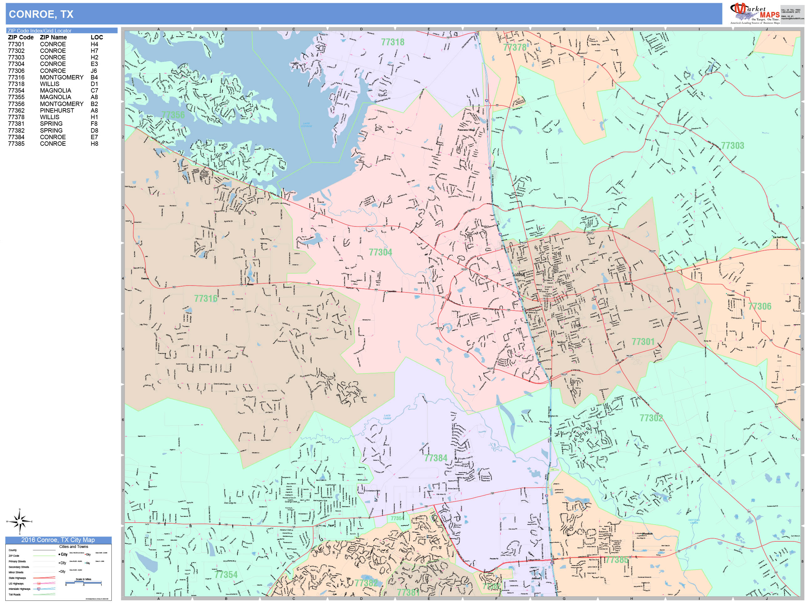 Conroe Area Zip Code Map