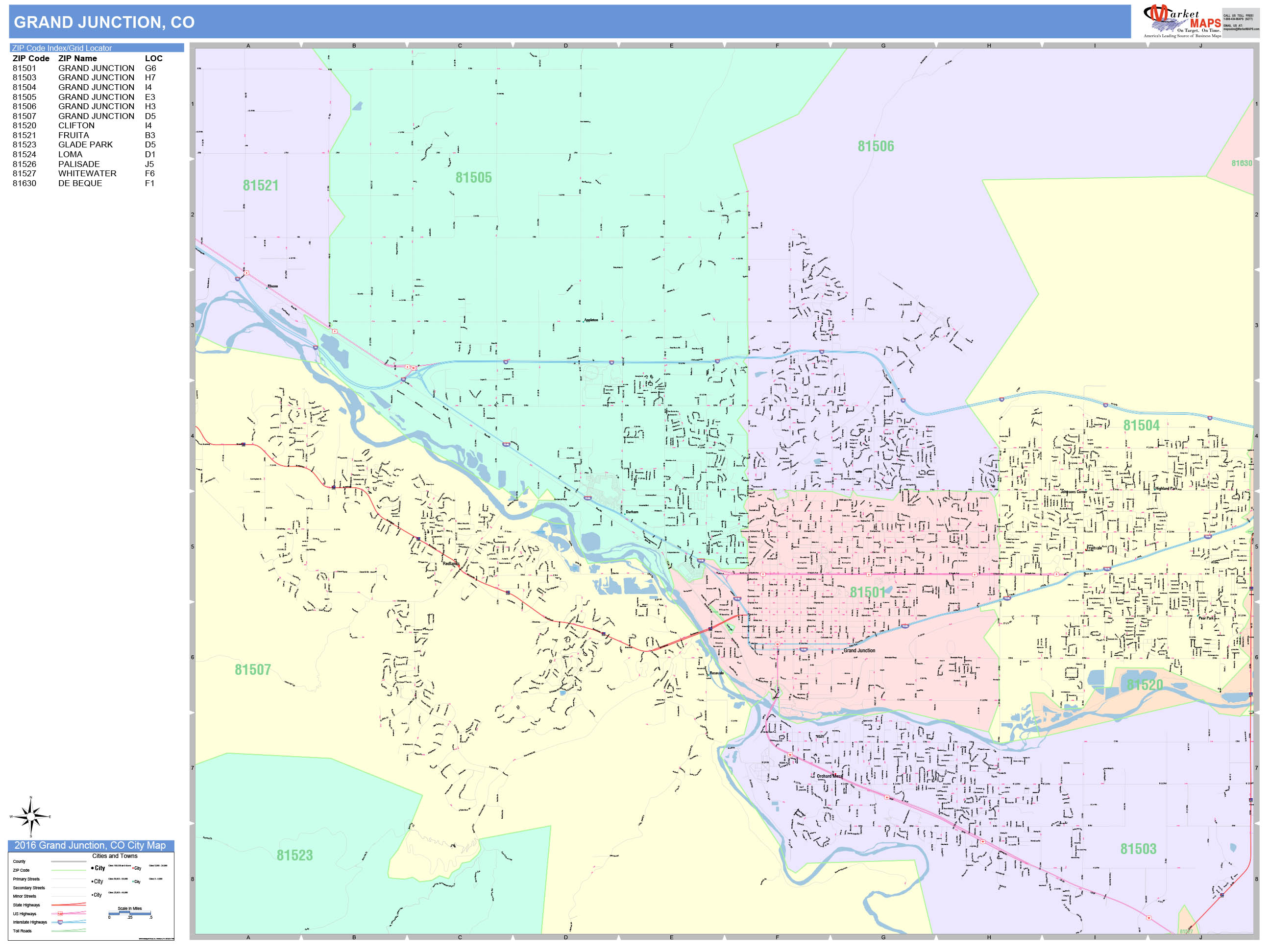 Grand Junction Zip Code Map
