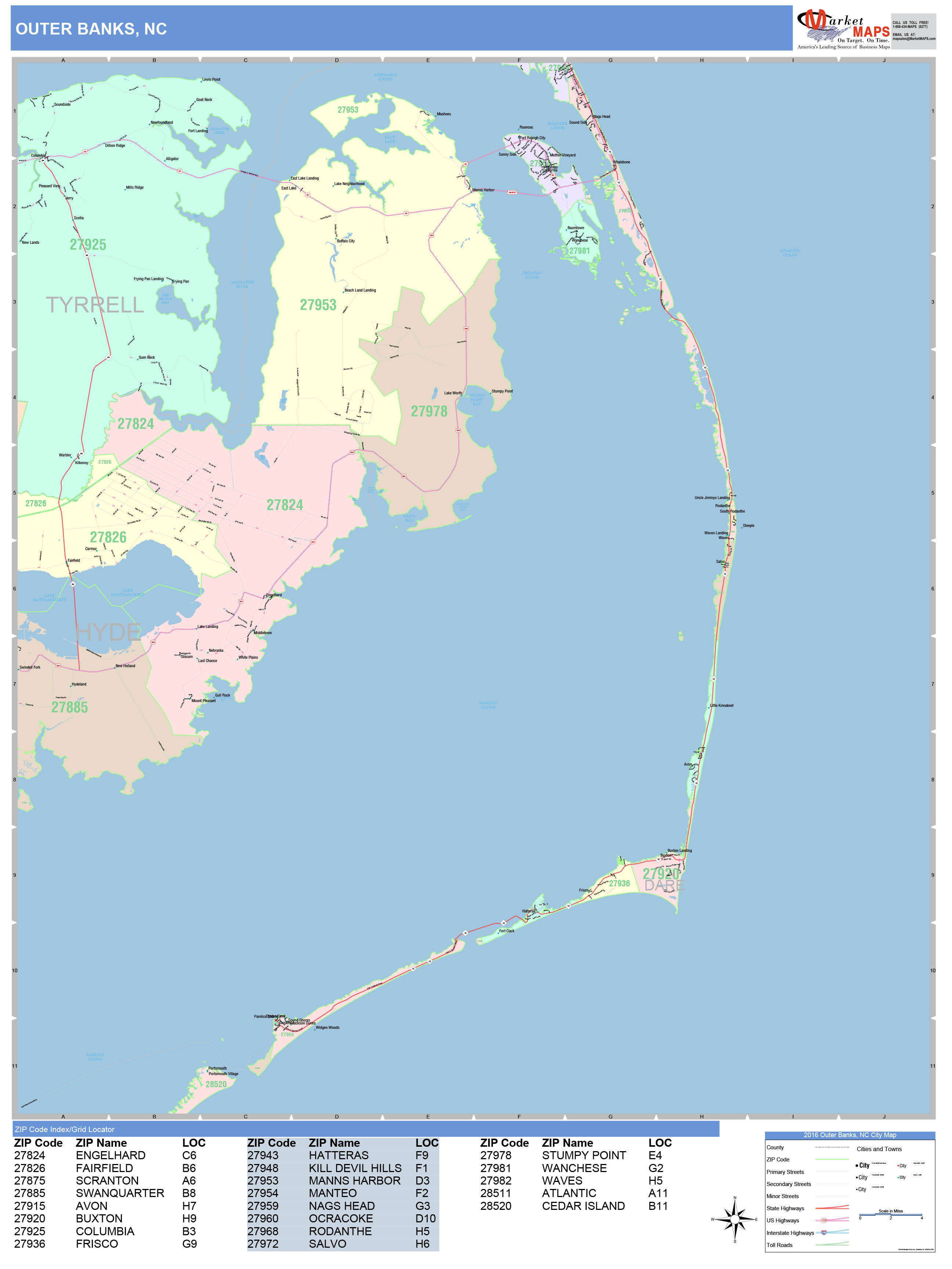 Detailed Map Of Outer Banks