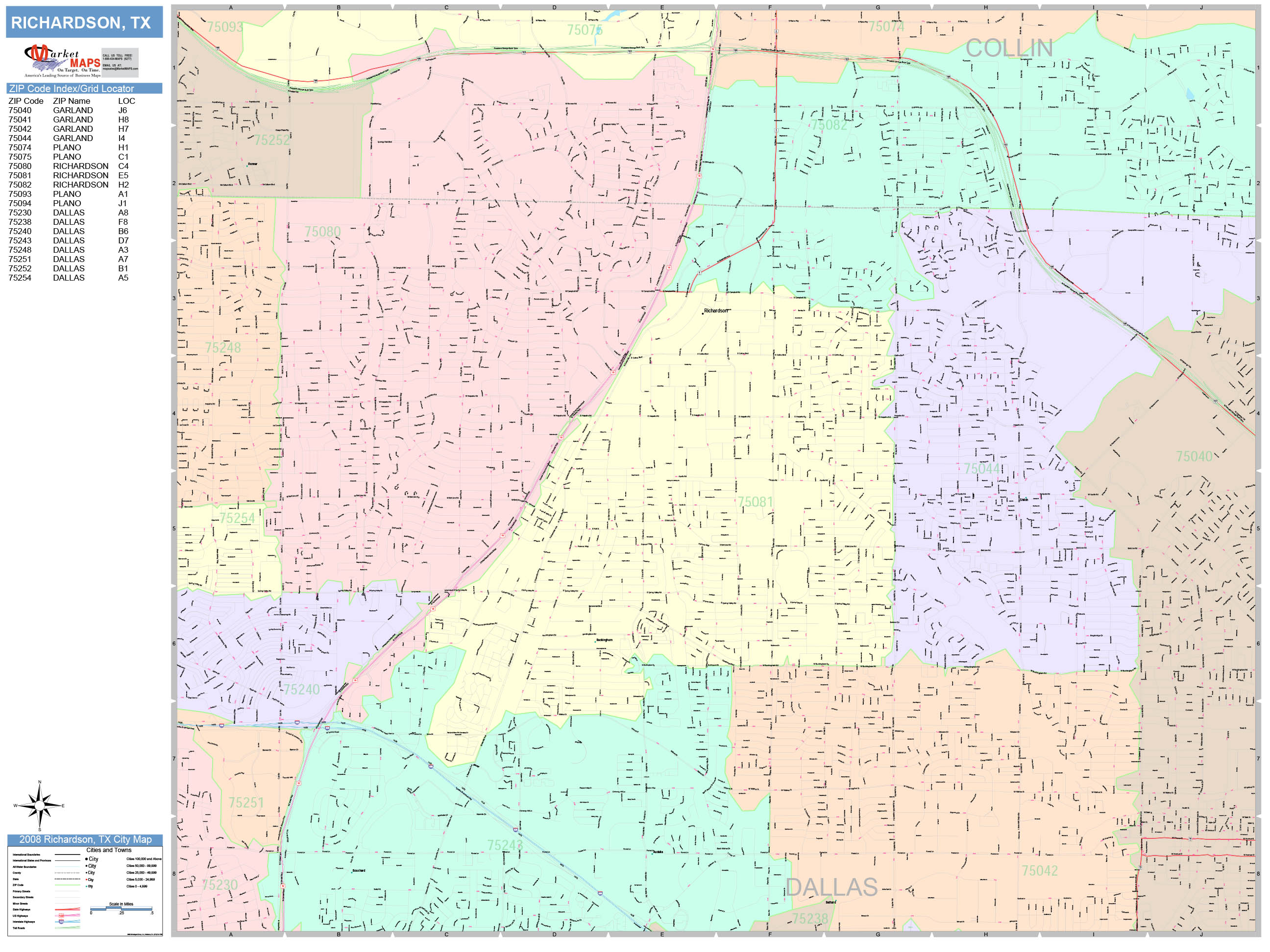 Richardson Zip Code Area Map